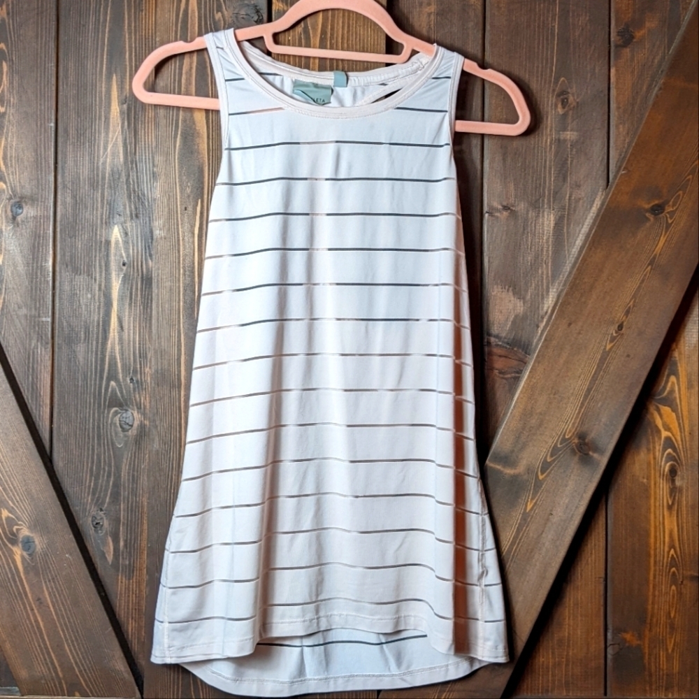 Athleta Stripe Mesh  Light Pink Racerback Tank Top Size Small